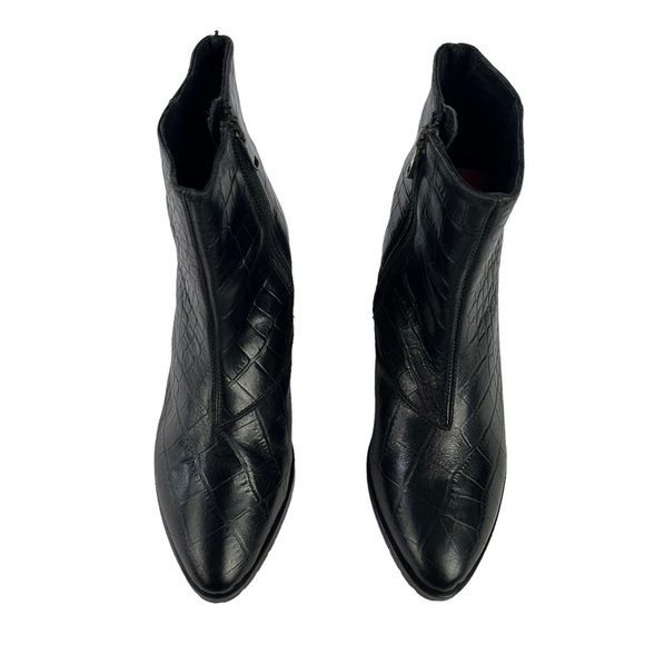 Fabianelli Crocs Black Leather Ankle Boots Zip Womens Size 6 - Picture 4 of 12